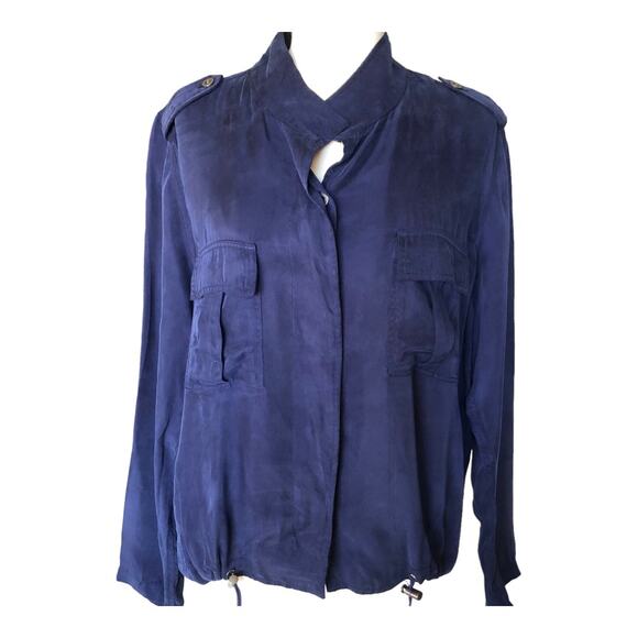 Rails NWT Rowen Military Inspired Crop Shoulder Epaulets Jacket Cobalt Blue Med - Picture 2 of 12